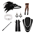 Miniatyrbillede 7 af 8: 1920'erne Flapper Costume Pandebånd Halskæde Handske Armbånd Gatsby M F Onesize