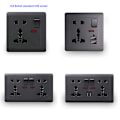 Miniatyrbild 4 av 8: EU-standard USB-uttag Grå Inbyggd Panel Väggströmuttag A