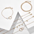 Miniatyrbillede 6 af 8: 6 stk/sæt Boho armbånd sæt kvinder kvaster blade cirkulære kæder Gold