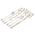 Miniatyrbillede 7 af 8: 6 stk/sæt Boho armbånd sæt kvinder kvaster blade cirkulære kæder Gold