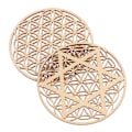 Miniatyrbillede 3 af 5: 1PC Creative Chakra Pattern Coaster Træ Livets blomst Naturlig A 1pc