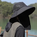 Miniatyrbilde 5 av 8: Sommer Solhatt UV-Beskyttelse Utendørs Jakt Fiskehatt For Menn Black