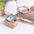 Miniatyrbillede 1 af 5: Dejlig tegneserie kat nøgleringe kæder vedhæng Ornament til taske Ca Grey one size
