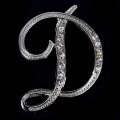 Miniatyrbilde 1 av 5: Crystal Rhinestone 26 Letters Dame Krage Brosje Pin Corsage B Silver D
