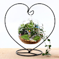 Miniatyrbillede 1 af 8: Sort Hjerteformet Jernhængende Glasvase Terrariumstativ Hol Black one size