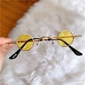Pikkukuva 1 / 8: Vintage Punk Pyöreät Aurinkolasit Metalli Naiset Silmälasit Ultra Pienet Yellow