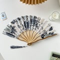 Miniatyrbilde 1 av 8: Stilfull Silkevifte Folding Fan Bryllupsvifte Kunstgaver Dans Hånd F Gray A