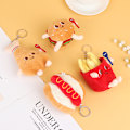 Miniatyrbillede 4 af 5: 1 Stk Plys nøglering Hamburger Hot Dog pommes frites fyldt dukke Hamburger one size