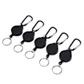 Miniatyrbilde 3 av 5: 5 stk Svart uttrekkbar nøkkelring spole Stålsnor Rekylbelte Ke Black One Size