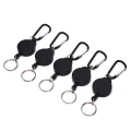Miniatyrbillede 3 af 5: 10 stk. sort, udtrækkelig nøglering rulle stålsnor Recoil bælte K Black One Size