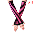 Miniatyrbillede 8 af 8: Y2K Fashion Kvinder Piger Stribede Albue Handsker Varmere Strikket Lon A1 One Size
