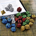 Pikkukuva 3 / 5: Monitahoinen 7-sauvainen veistetty kuviollinen set D4 D6 D8 D10 D% D12 D2 Yellow 7Pcs