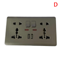 Miniatyrbild 1 av 8: EU-standard USB-uttag Grå Inbyggd Panel Väggströmuttag D