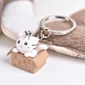 Miniatyrbillede 1 af 5: Dejlig tegneserie kat nøgleringe kæder vedhæng Ornament til taske Ca White one size