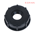 Miniatyrbillede 1 af 8: 1/2" 3/4" 1" gevind IBC Tank Adapter Postevandsstik Udskift Black B (3/4 inch)