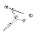 Miniatyrbild 4 av 5: Kirurgiskt stål män form nippel bar barbell sköld ring kropp Pi Silver One Size
