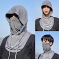 Miniatyrbillede 1 af 8: Ansigtsmaske Solhætte Hat UV Beskyttelse Is Silke Halstørklæde Mænd Kvinder Dark gray