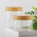Miniatyrbild 7 av 8: Tom klar burkbehållare med plastimitation trälock plast Transparent 400ml