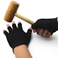 Miniatyrbilde 2 av 6: Halvfinger fingerløse hansker for kvinner og menn Ull strikket håndledd Black one size