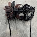 Miniatyrbild 1 av 8: Sexig diamant venetiansk mask Venedig fjäder blomma bröllop Carniv Black onesize
