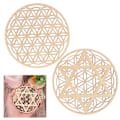 Miniatyrbillede 2 af 5: 1PC Creative Chakra Pattern Coaster Træ Livets blomst Naturlig A 1pc