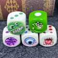 Miniatyrbillede 6 af 8: Monster Dice Sjovt Monster Ansigt Resin Terning Sæt Halloween Tableto A7