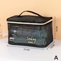 Miniatyrbillede 1 af 5: Mesh Makeup Tasker Sort og Hjerte Kosmetisk Taske Bærbar lynlås Black Style 3
