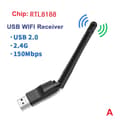 MT7601 Mini USB WiFi Adapter 150Mbps trådlöst nätverkskort RTL8 RTL8188 Chip