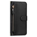 Fodral för iPhone 15 Plus svart solid multi-kort dragkedja kortplånbok läder