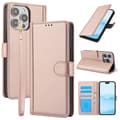 Fodral för iPhone15 roséguld läder kortplats flip