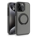 Fodral för iPhone16Pro grå högkvalitativ magnetisk affärsläder roterande stativ
