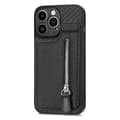 Etui til iPhone 14 Plus, sort, multifunktionelt kortslot, pung, stativ, lynlås, magnetisk sugefunktion