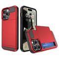 Fodral för iPhone 15 Plus skjutbart kortfack röd slot armor