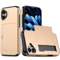 Skal för iPhone15Plus 6.7 Guld glidande kortplats anti-fall hårt plånboksfodral