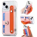 Etui til iPhone 15 Plus pink transparent kortholder Macron håndledsstøtte