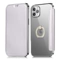 Fodral för iPhone16pro silverring elektroplätering transparent PU-kortplatsläder