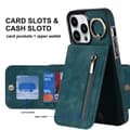 Etui til iPhone 16 blå lynlås multifunktionelt læder