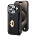 Fodral för iPhone16 svart messengerväska plånbok kortplats axel läder