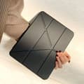 Stilfuldt etui til iPad 5/6 9.7\" Y fold klassisk tyndt og let mørkt sort rem