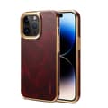 Fodral för iPhone 14 Plus vinrött läder kohud elektroplätering