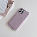 Etui til iPhone16E lys lilla kortholder litchi læder simpelt mønster