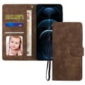Etui til iPhone 15 Plus kaffe retro wallet stil flip kortholder