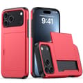 Punainen liukukorttipidike lompakkokotelo iPhone 17:lle Red