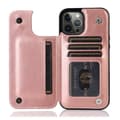 Fodral för iPhone 14 Pro roséguld solid dubbelspänne läderplånbok kortplats