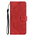 Fodral för iPhone 14Pro Rött Mandala Läderfodral XC Mandala Präglat Japanskt och Koreanskt