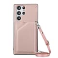 Etui til iPhone 13 Pro roségull med lang snor, kortholder og flere bilfester