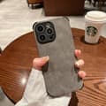 Fodral för iPhone15pro mörkgrå solid lammskinn fullt anti-fall mjukt