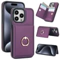 Etui til iPhone 16 mørkelilla kortslot ringpung VE læder