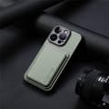 Etui til iPhone 13 Pro grønn bakside magnetisk kortholder fibertekstur