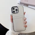 Fodral för iPhone 13/14 silver lychee textur kortplats läder trendigt märke